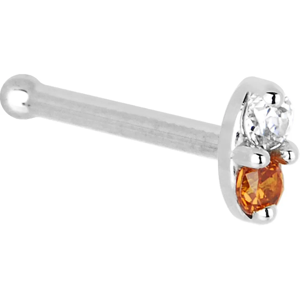 14kt White Gold Orange 1.5mm CZ Marquise Nose Ring