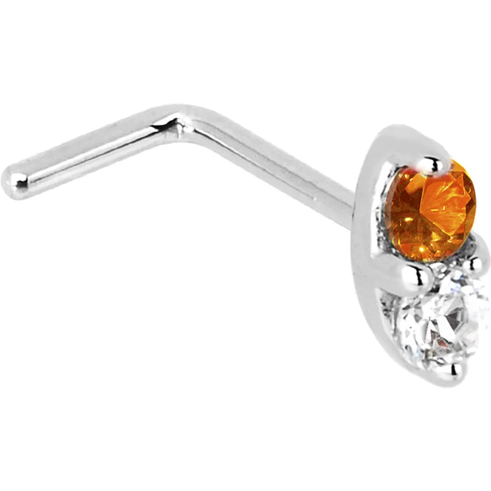 14kt White Gold Orange 1.5mm CZ Marquise Nose Ring