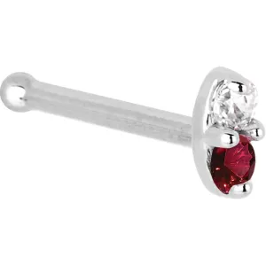 14kt White Gold Red 1.5mm CZ Marquise Nose Ring