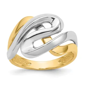 14kt yellow rhodium gold swirl design ring
