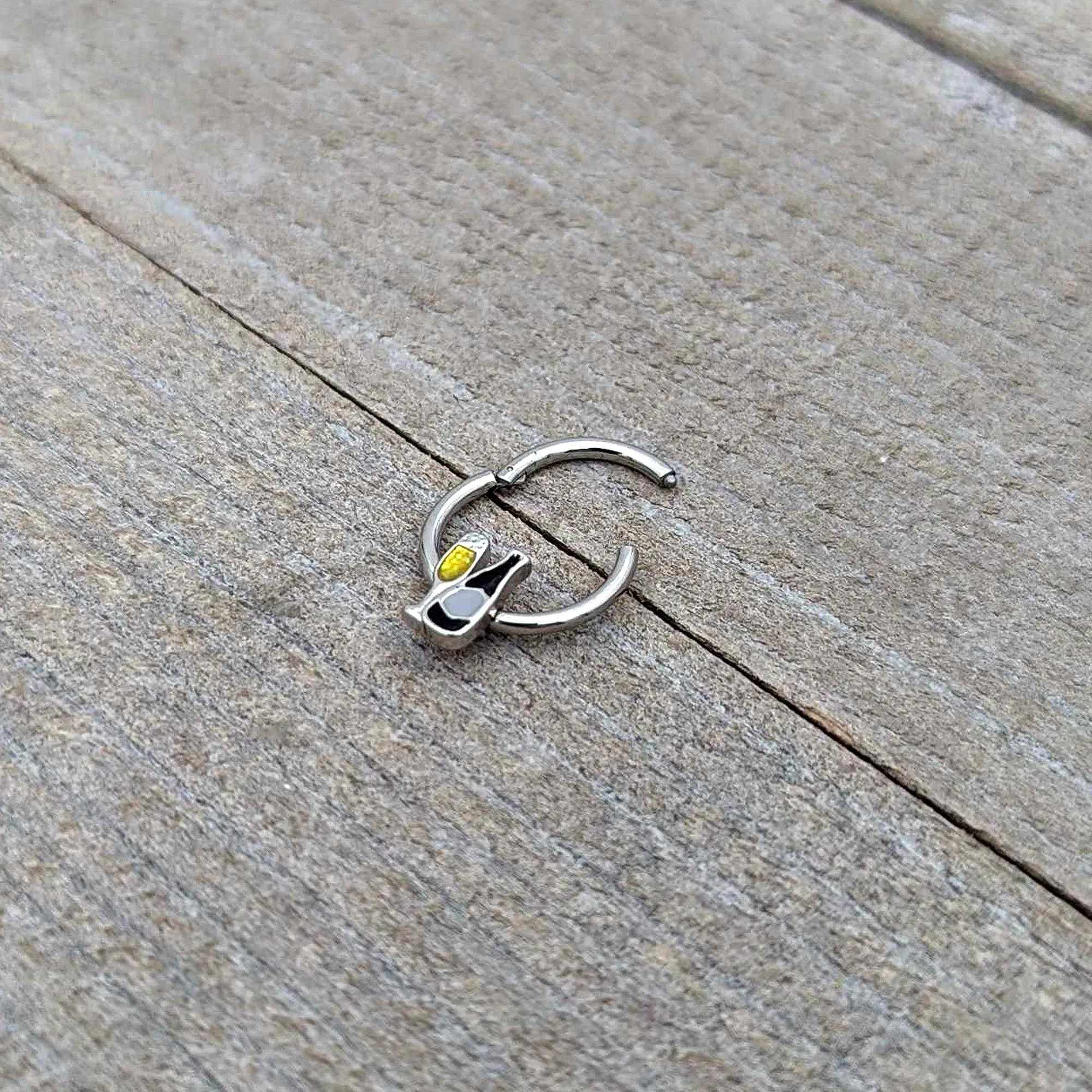 16 Gauge 3/8 Champagne Bottle Flute Yellow Hinged Segment Ring