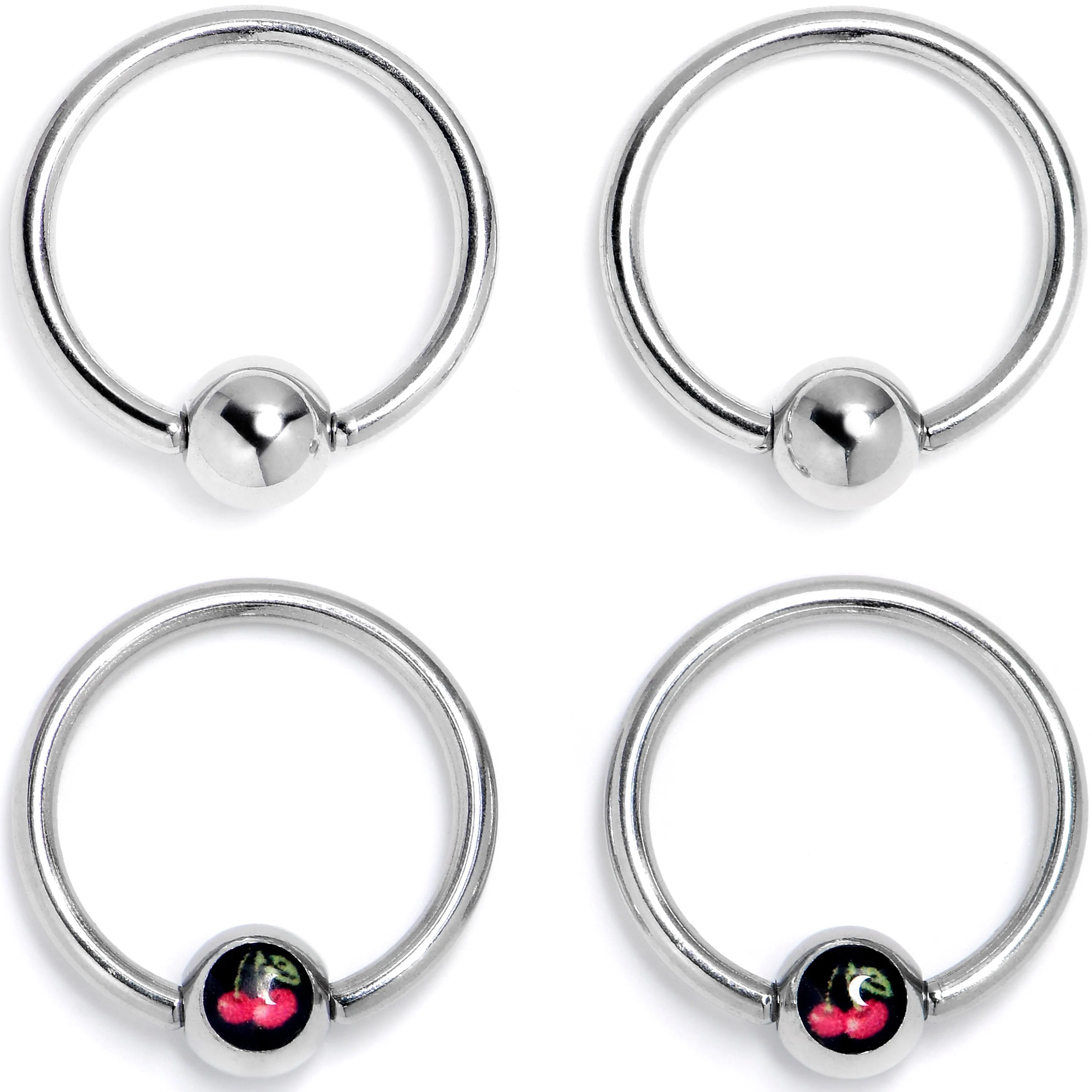 16 Gauge 3/8 Cherry Ball BCR Captive Ring Set of 4