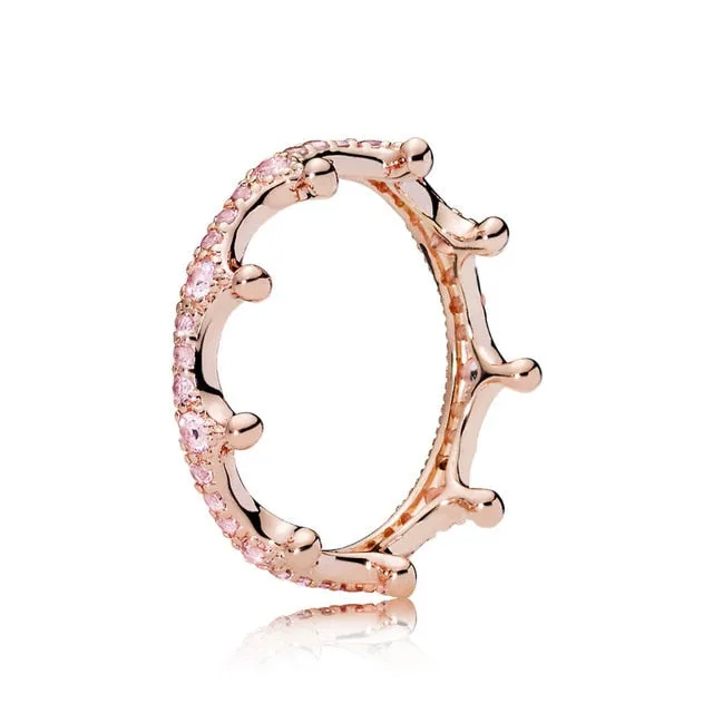 16 Style Silver Charming Crown Bowknot Pearl Crystal Style Rings for Women Party Wedding Jewelry