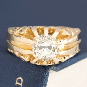 1.79ct Vintage Old Mine Cut Diamond Belcher Solitaire