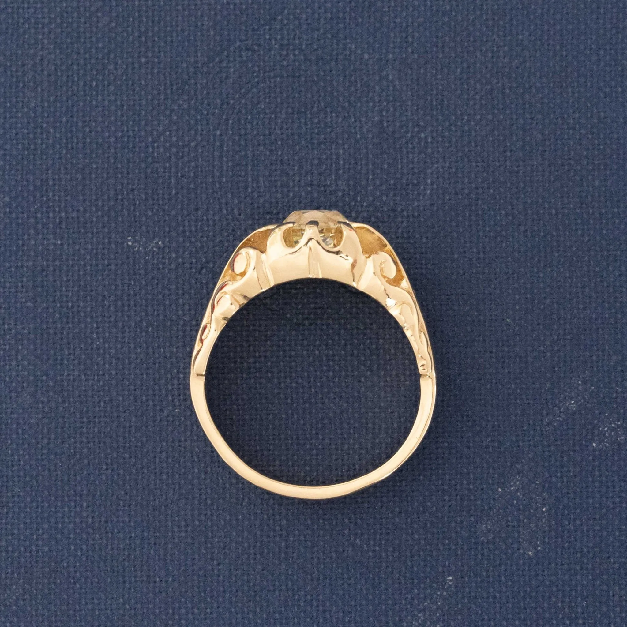 1.79ct Vintage Old Mine Cut Diamond Belcher Solitaire