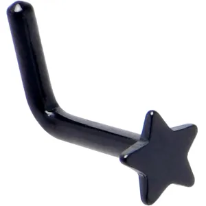 18 Gauge 1/4 Black ASTM F-136 Implant Grade Titanium Star End L Shape Nose Ring