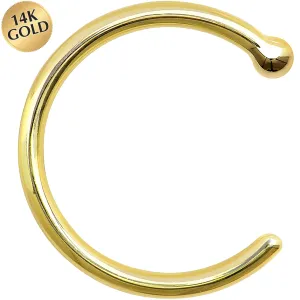 18 Gauge 3/8 Solid 14KT Yellow Gold Nose Hoop