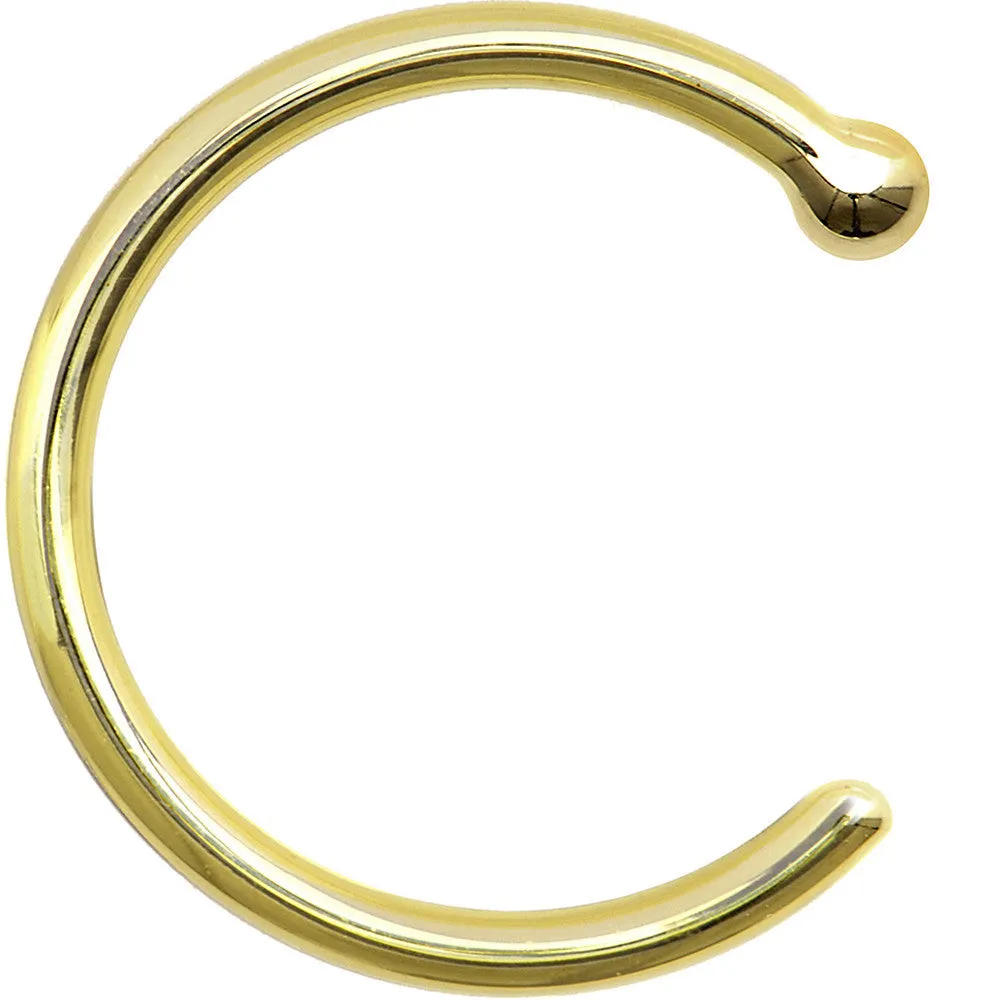 18 Gauge 3/8 Solid 14KT Yellow Gold Nose Hoop