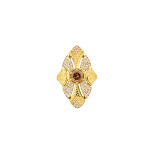 18 Karat Yellow Gold Art Deco Ring with Champagne Diamond