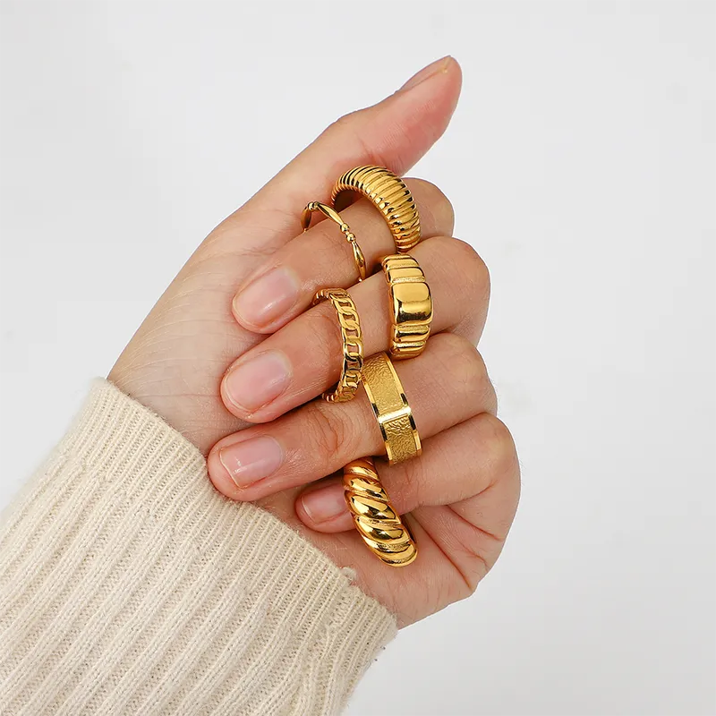 18K Gold Plated Plain Rings collection A