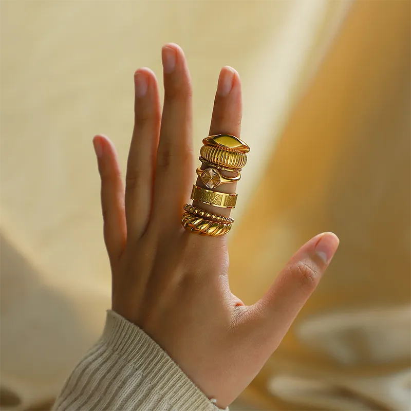 18K Gold Plated Plain Rings collection A
