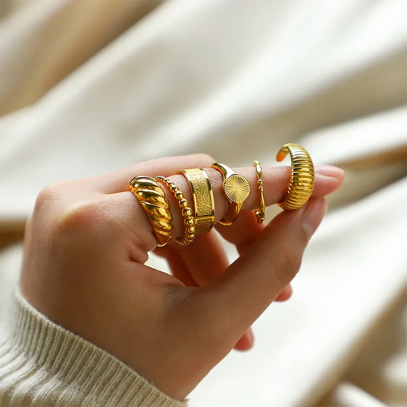 18K Gold Plated Plain Rings collection A