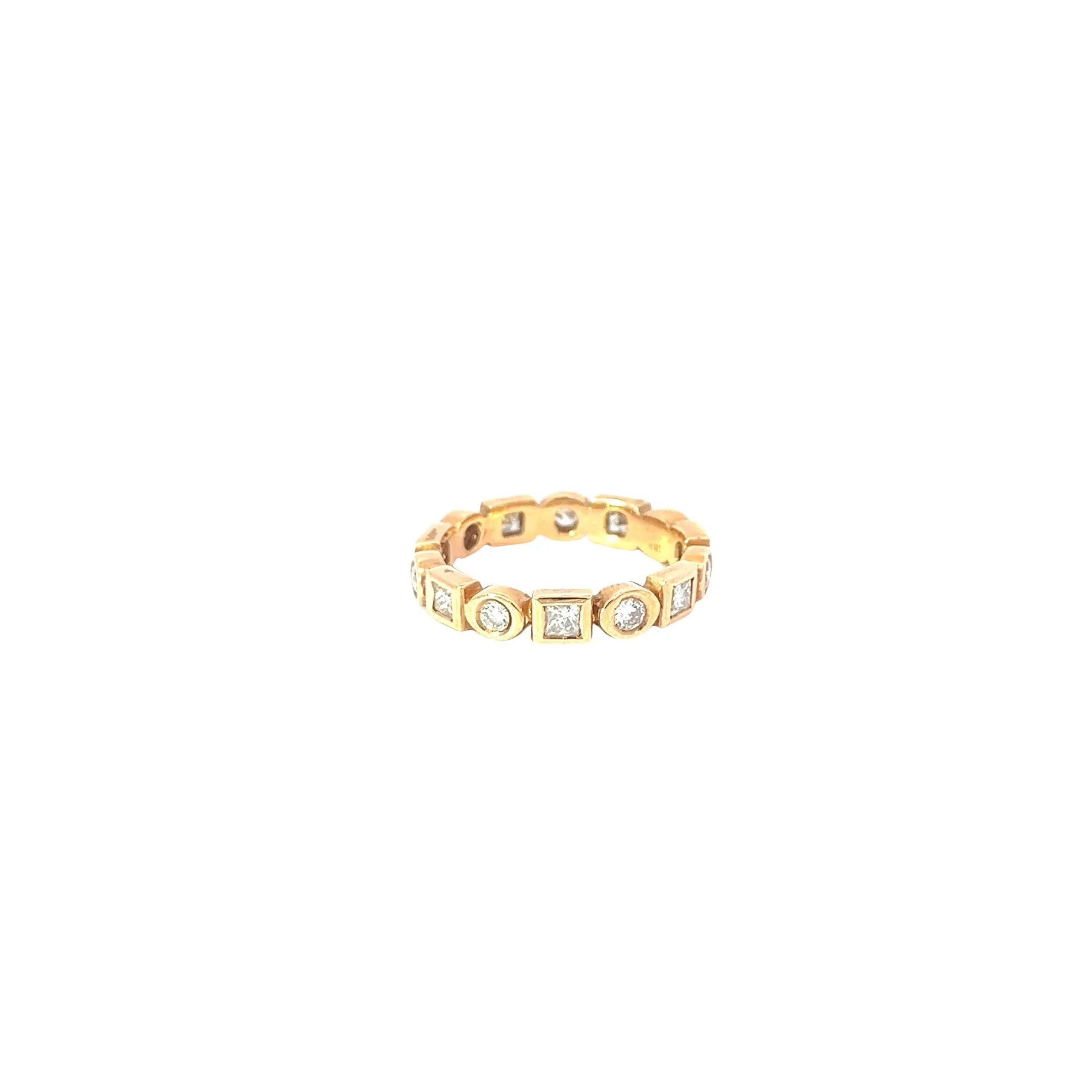 18k Rose Gold 1.08ct G VS2 Total  Weight Round and square bezel diamond eternity ring size 7