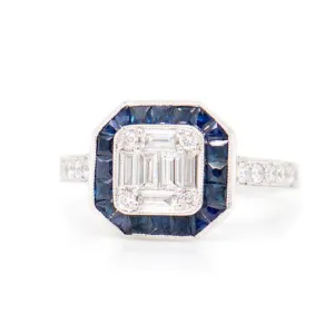 18k White Gold Diamond & Sapphire Ring