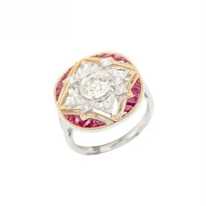 18K White Gold Natural Ruby and Diamond Ring