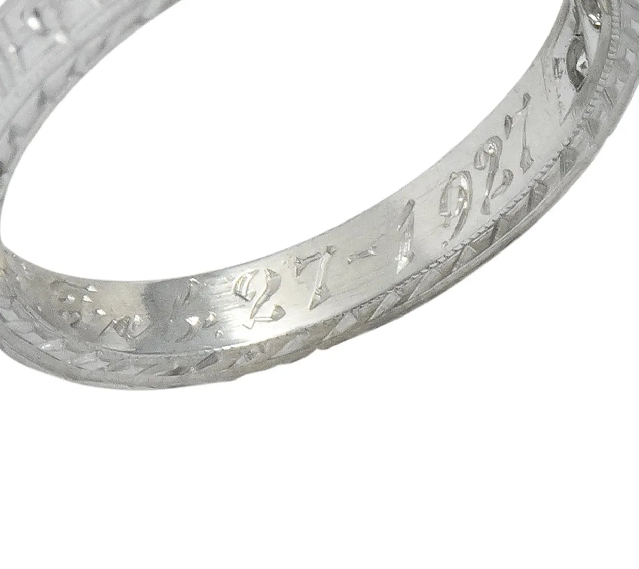 1920's Art Deco Diamond 18 Karat White Gold Orange Blossom Band Ring