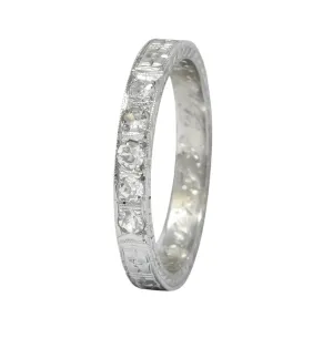 1920's Art Deco Diamond 18 Karat White Gold Orange Blossom Band Ring