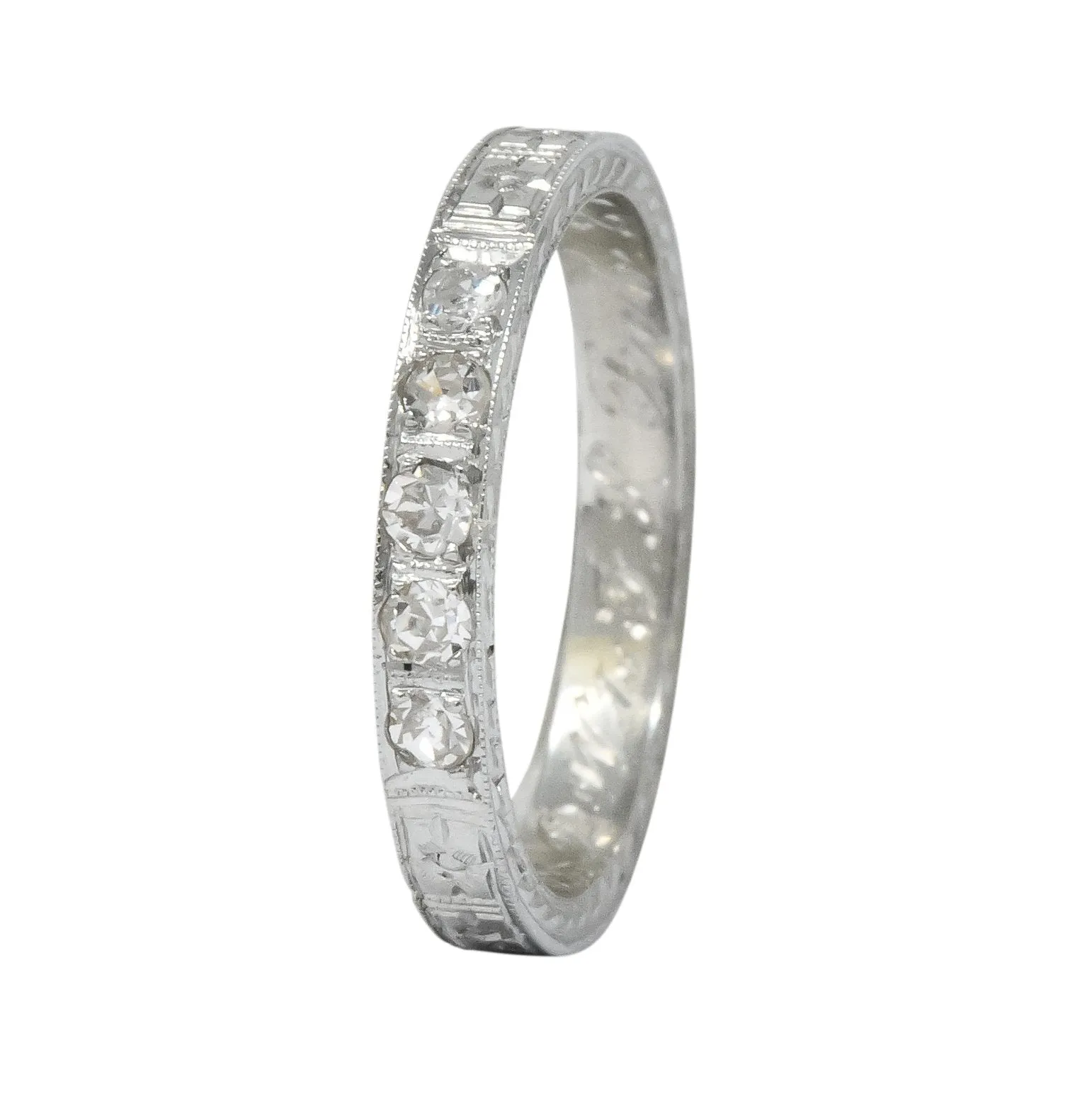 1920's Art Deco Diamond 18 Karat White Gold Orange Blossom Band Ring