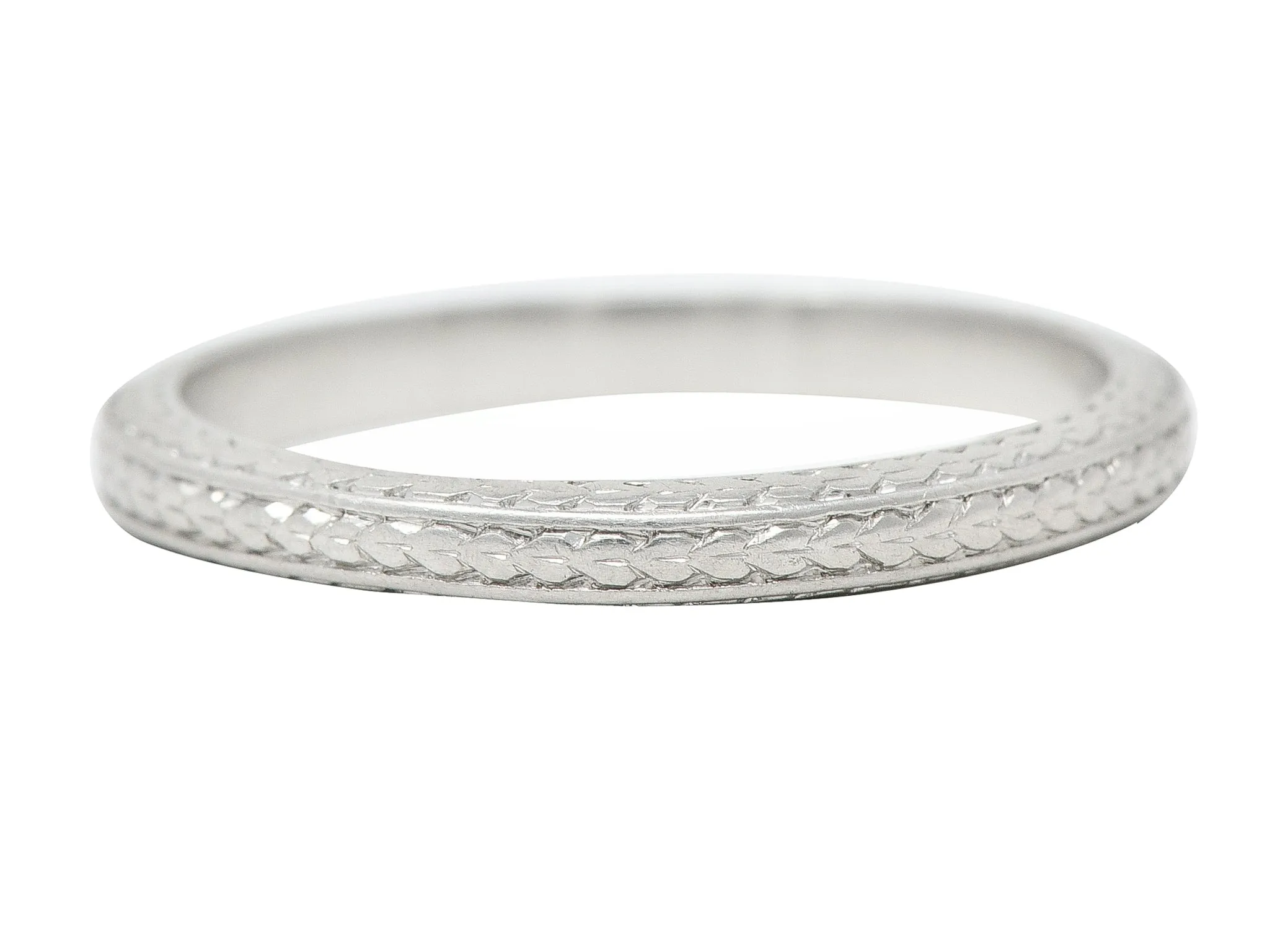 1920's Art Deco Platinum Wheat Antique Wedding Band Ring