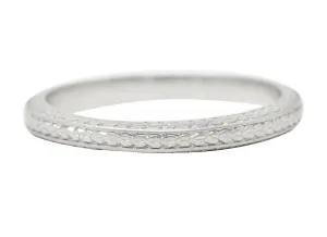 1920's Art Deco Platinum Wheat Antique Wedding Band Ring