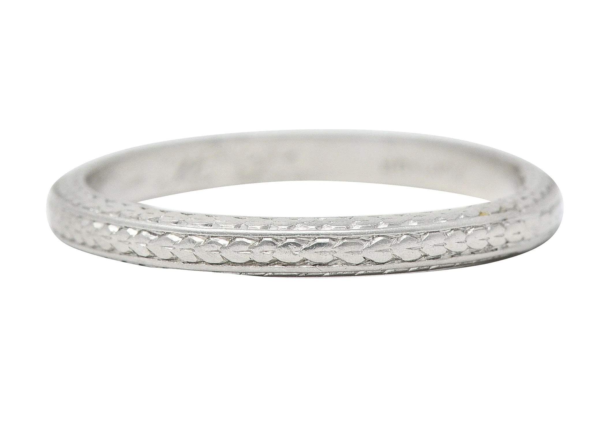 1920's Art Deco Platinum Wheat Antique Wedding Band Ring