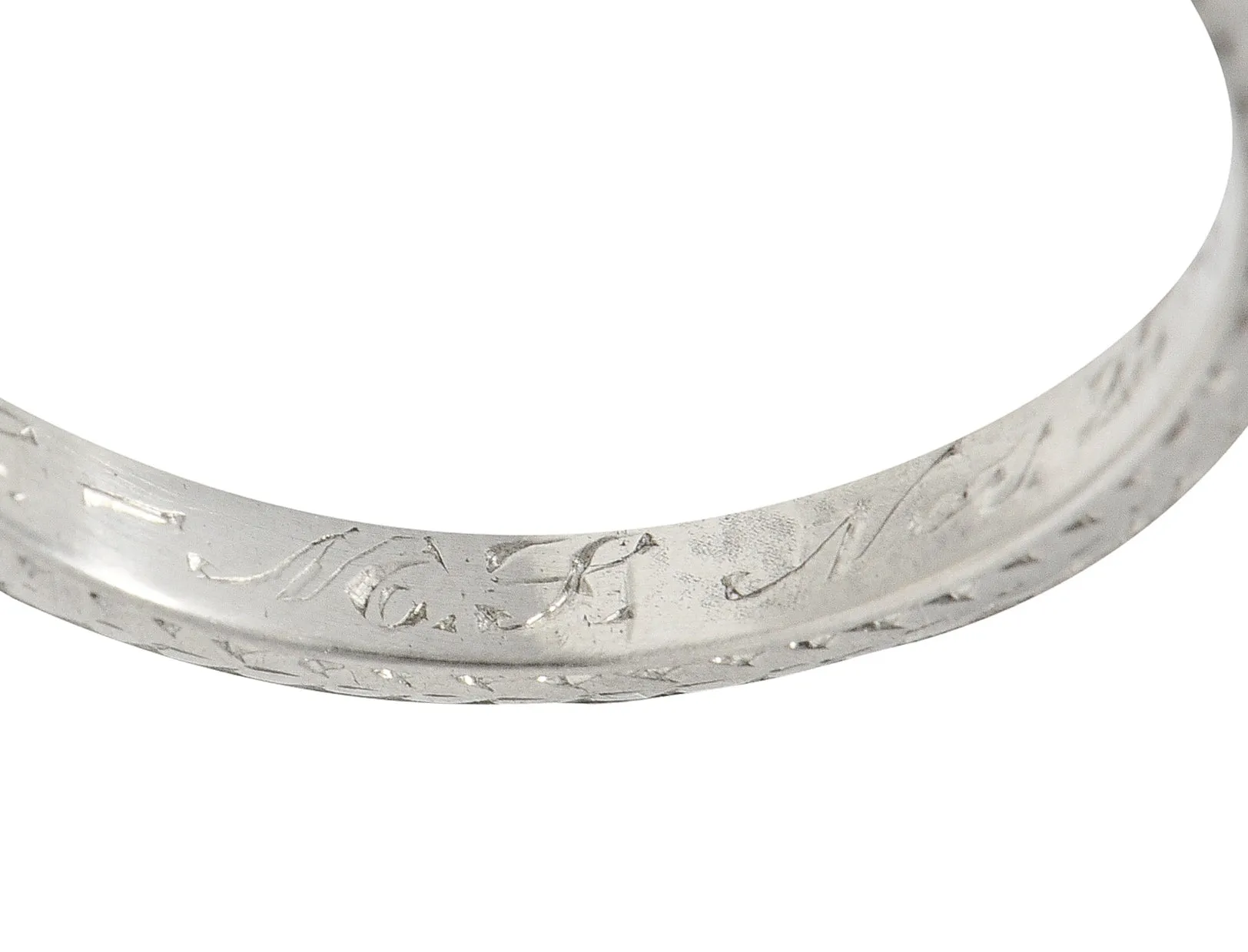 1920's Art Deco Platinum Wheat Antique Wedding Band Ring