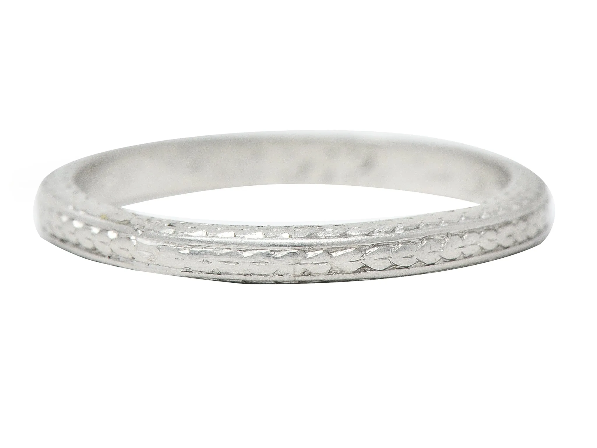 1920's Art Deco Platinum Wheat Antique Wedding Band Ring