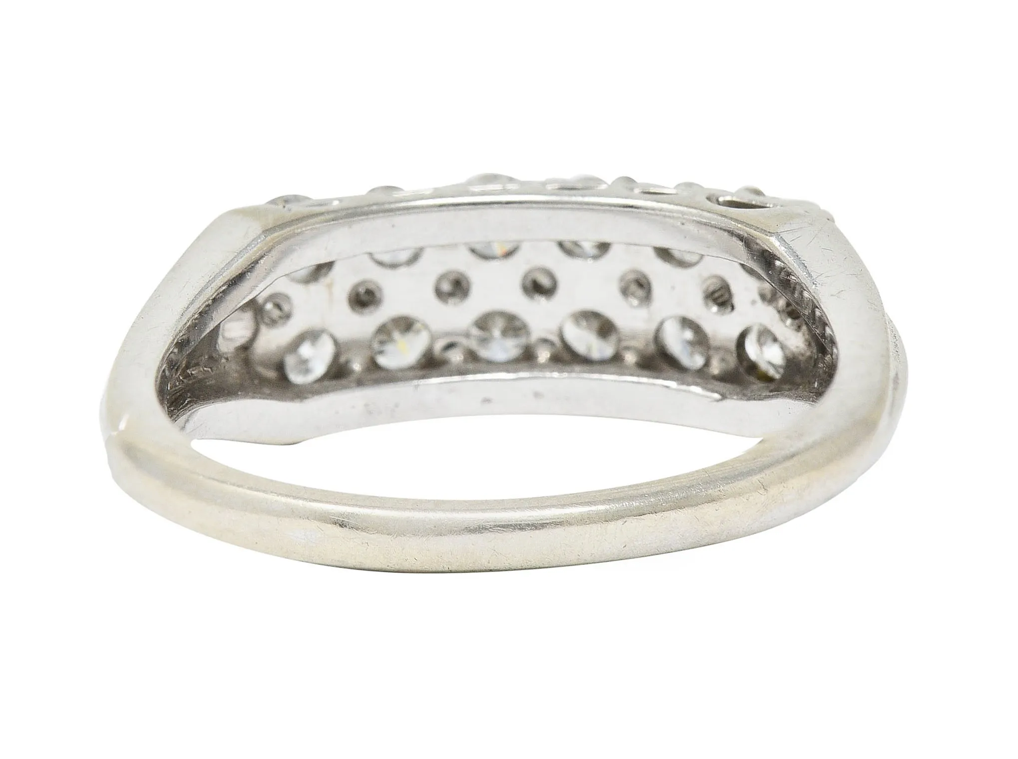 1929 Art Deco 1.00 CTW Diamond 14 Karat White Gold Double Row Band Ring