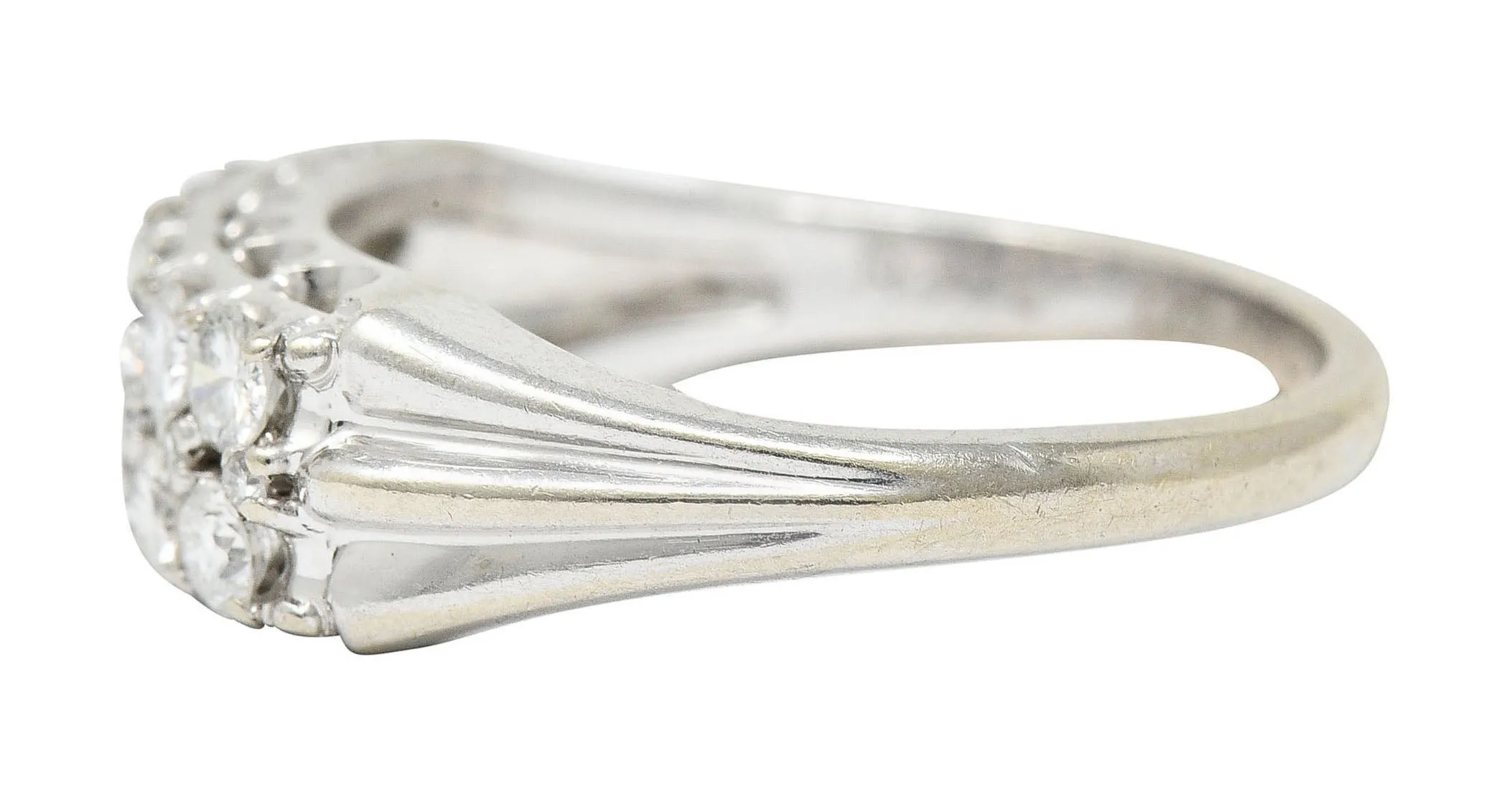 1929 Art Deco 1.00 CTW Diamond 14 Karat White Gold Double Row Band Ring