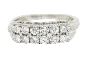 1929 Art Deco 1.00 CTW Diamond 14 Karat White Gold Double Row Band Ring