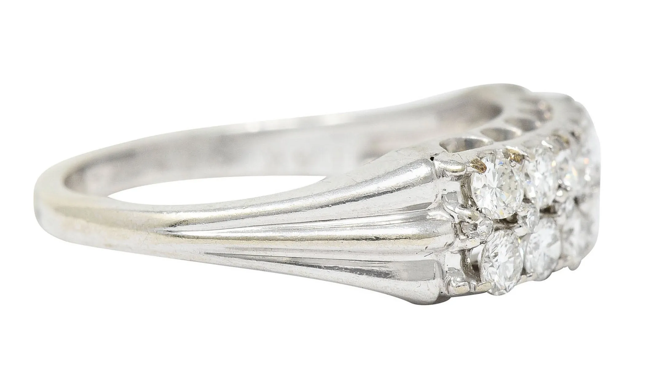 1929 Art Deco 1.00 CTW Diamond 14 Karat White Gold Double Row Band Ring