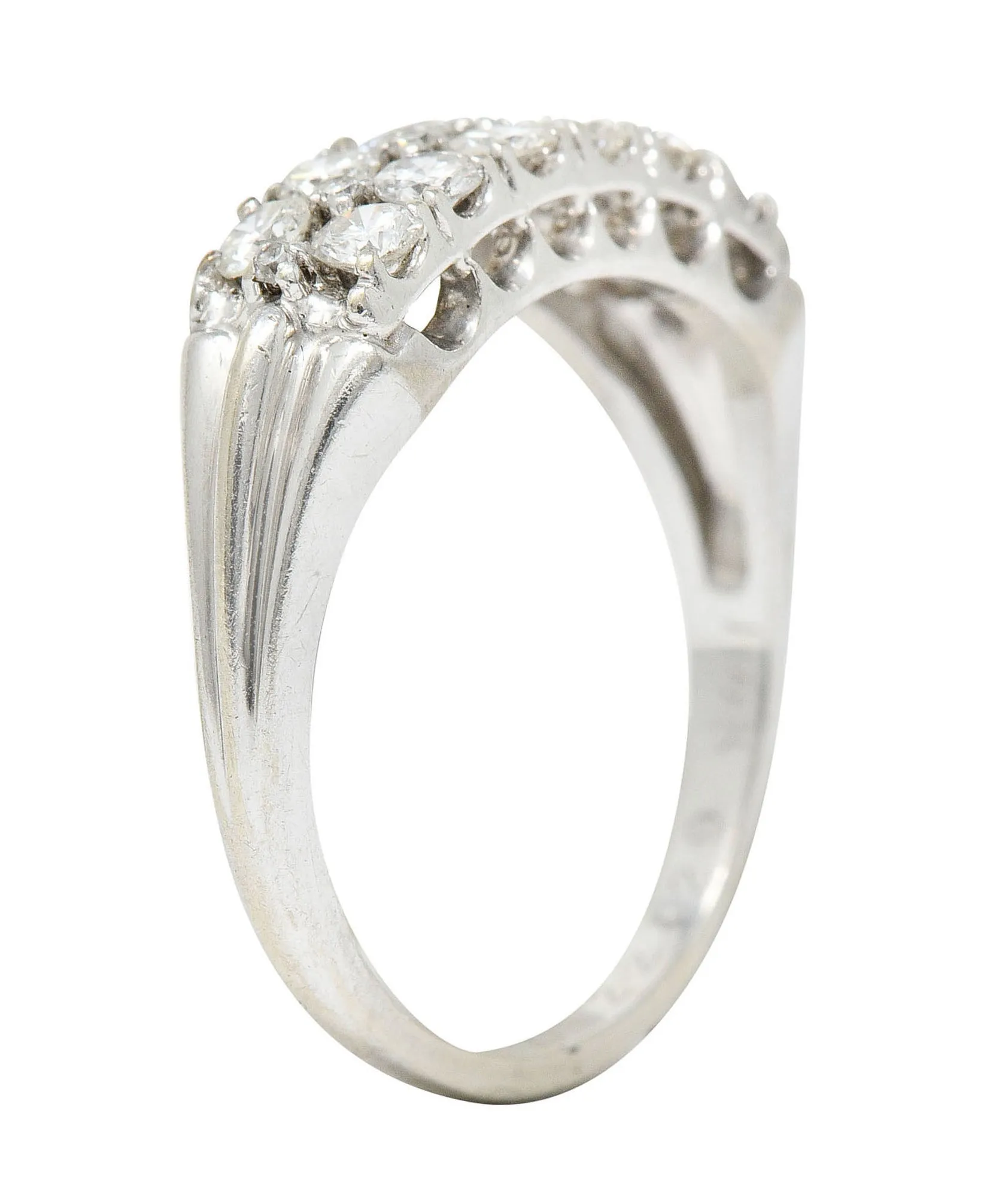 1929 Art Deco 1.00 CTW Diamond 14 Karat White Gold Double Row Band Ring