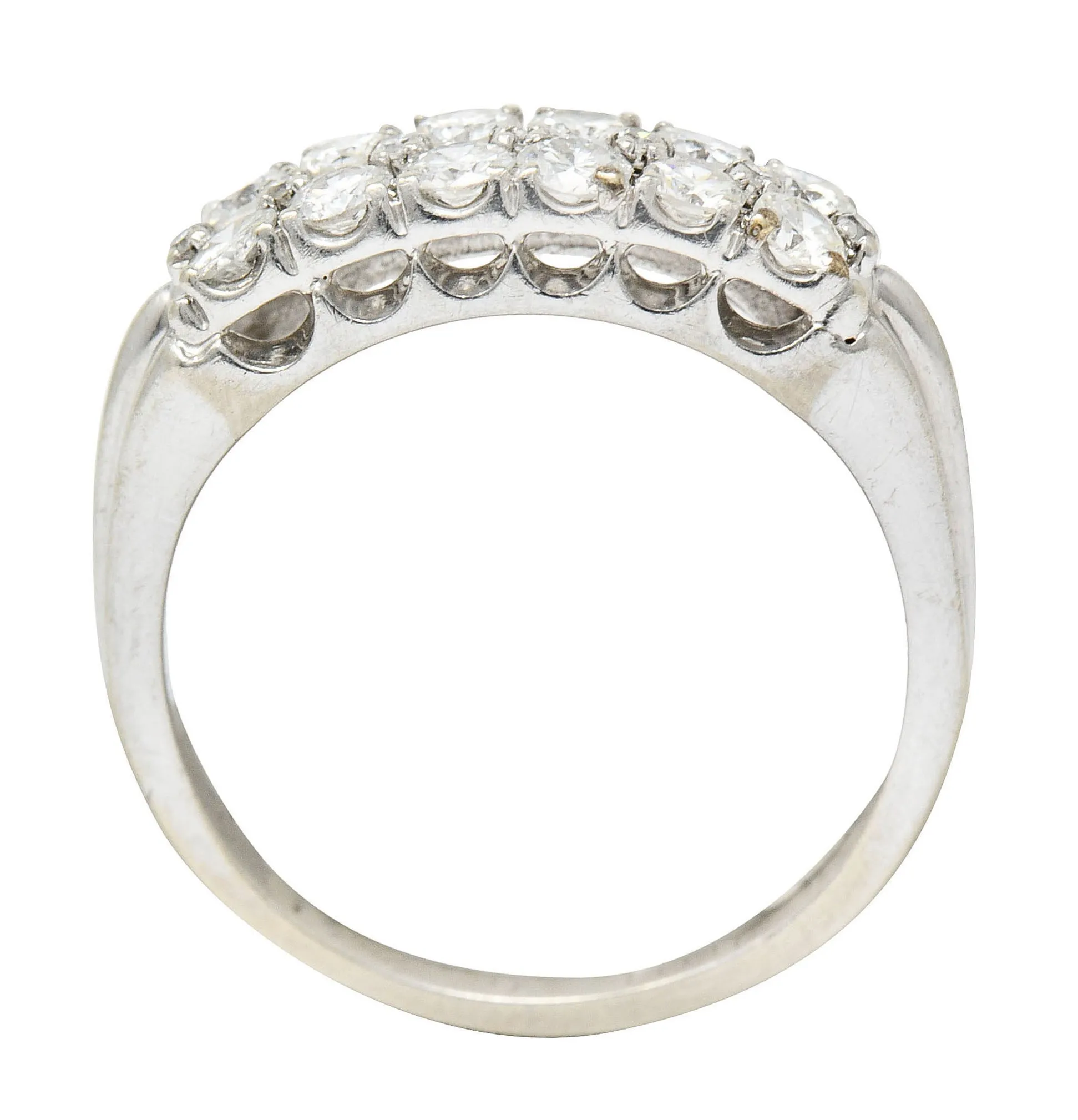 1929 Art Deco 1.00 CTW Diamond 14 Karat White Gold Double Row Band Ring