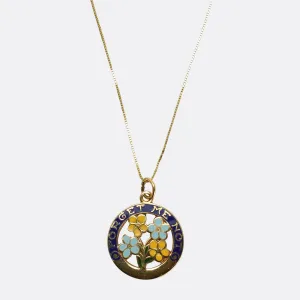 1930's 14k Gold Enamel Forget-Me-Not Charm