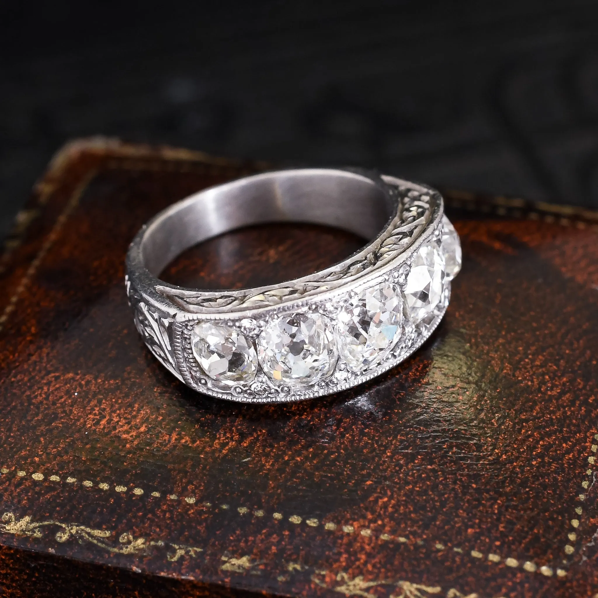1930's 5 Stone Half Hoop Diamond Ring