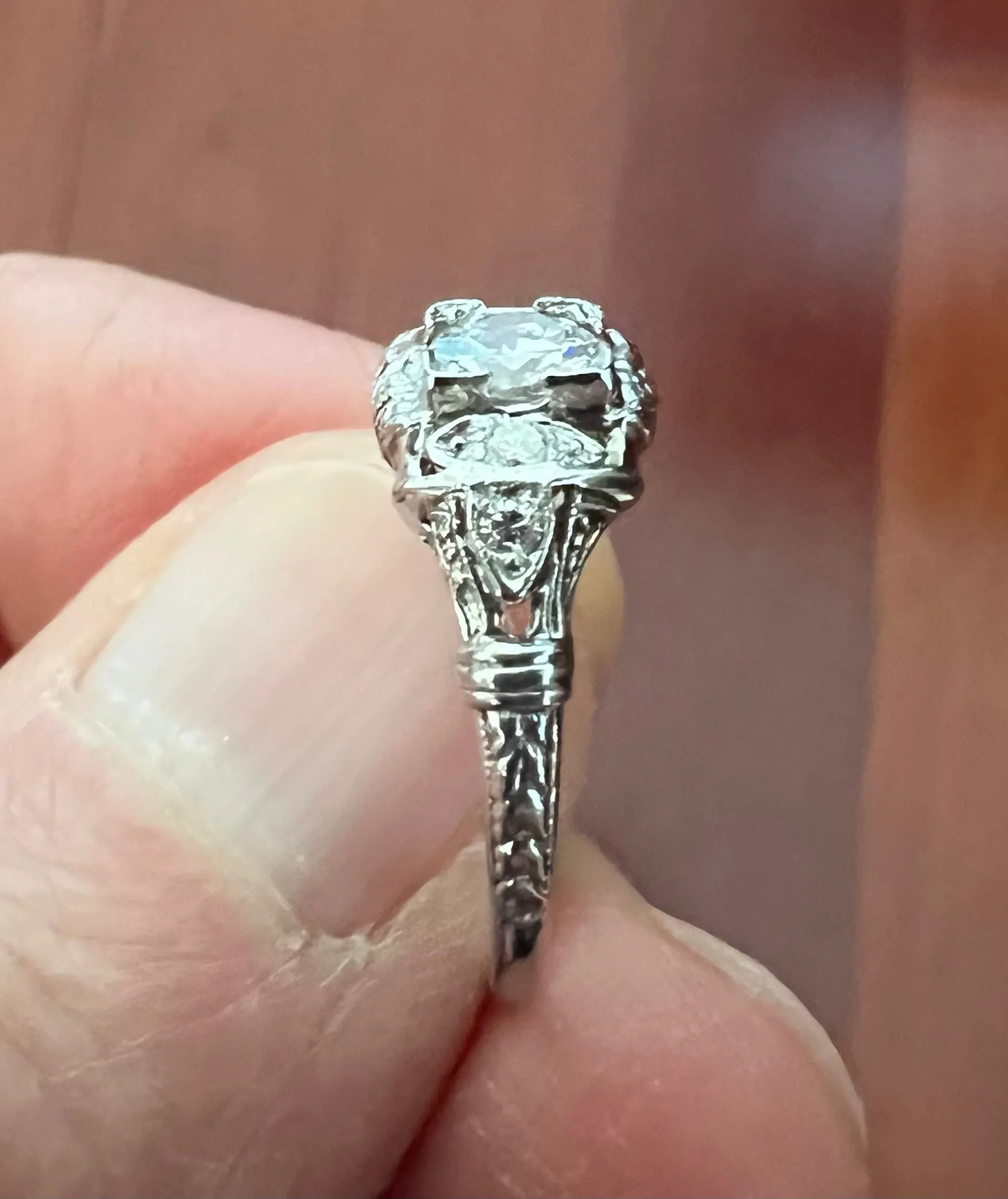1930s Art Deco Diamond Platinum Engagement Ring