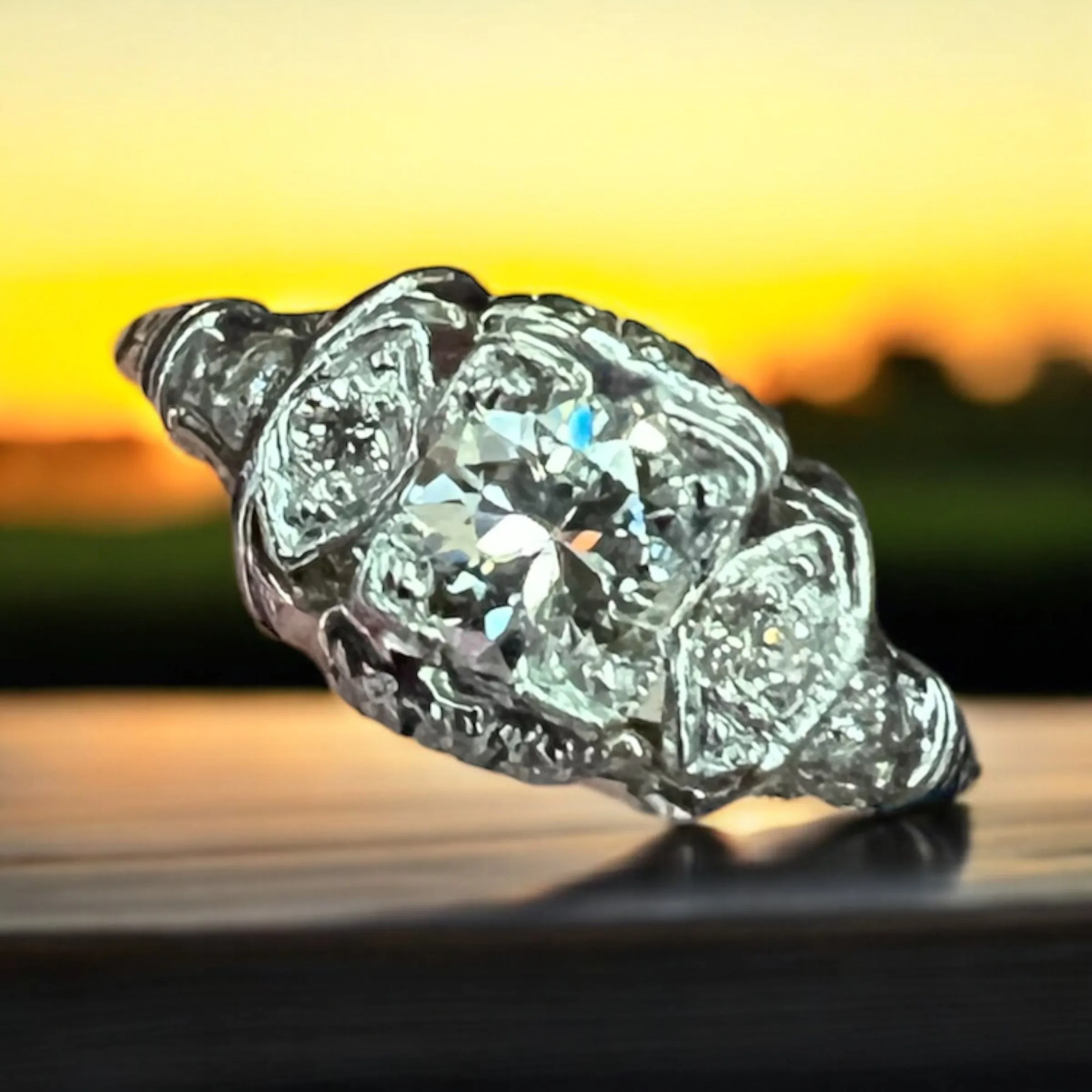 1930s Art Deco Diamond Platinum Engagement Ring