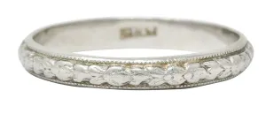 1930's Art Deco Platinum Orange Blossom Foliate Band Ring