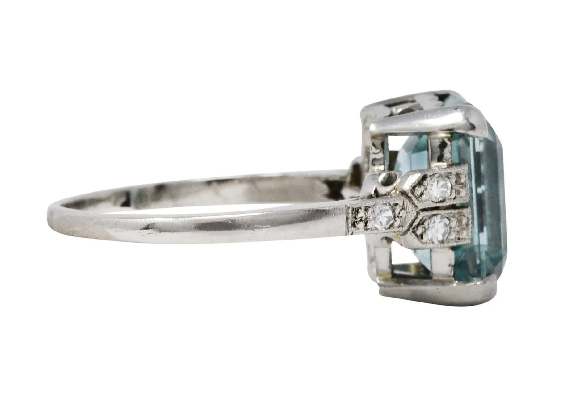 1930's Art Deco Zircon Diamond Platinum Gemstone Ring