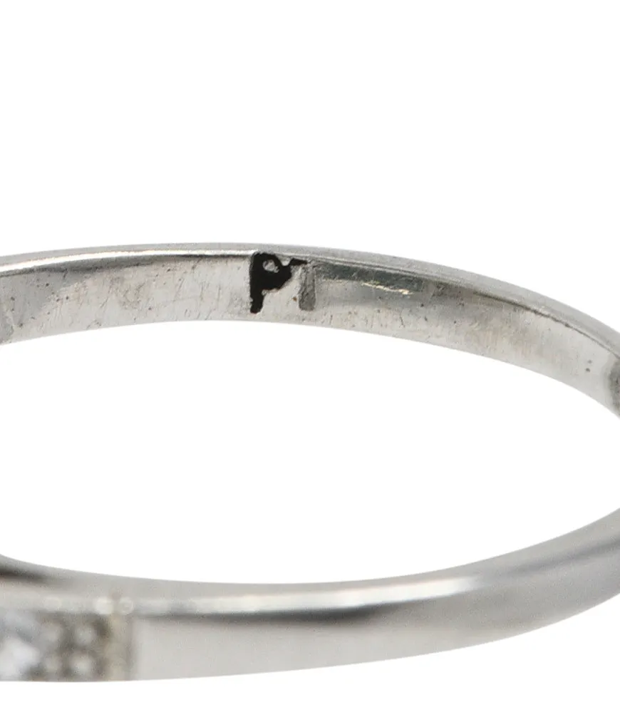 1930's Art Deco Zircon Diamond Platinum Gemstone Ring