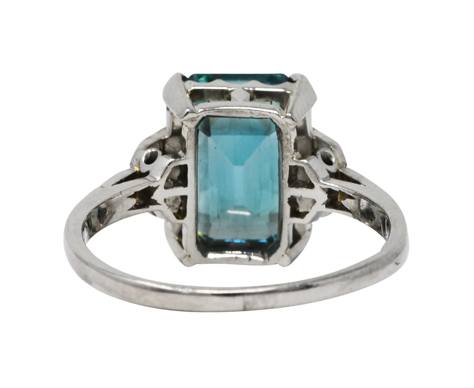 1930's Art Deco Zircon Diamond Platinum Gemstone Ring