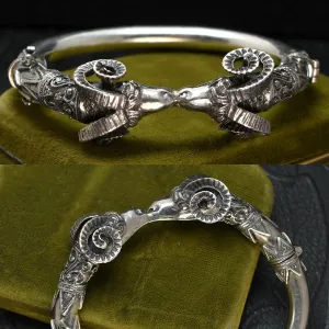 1930's Silver Rams Head Bangle