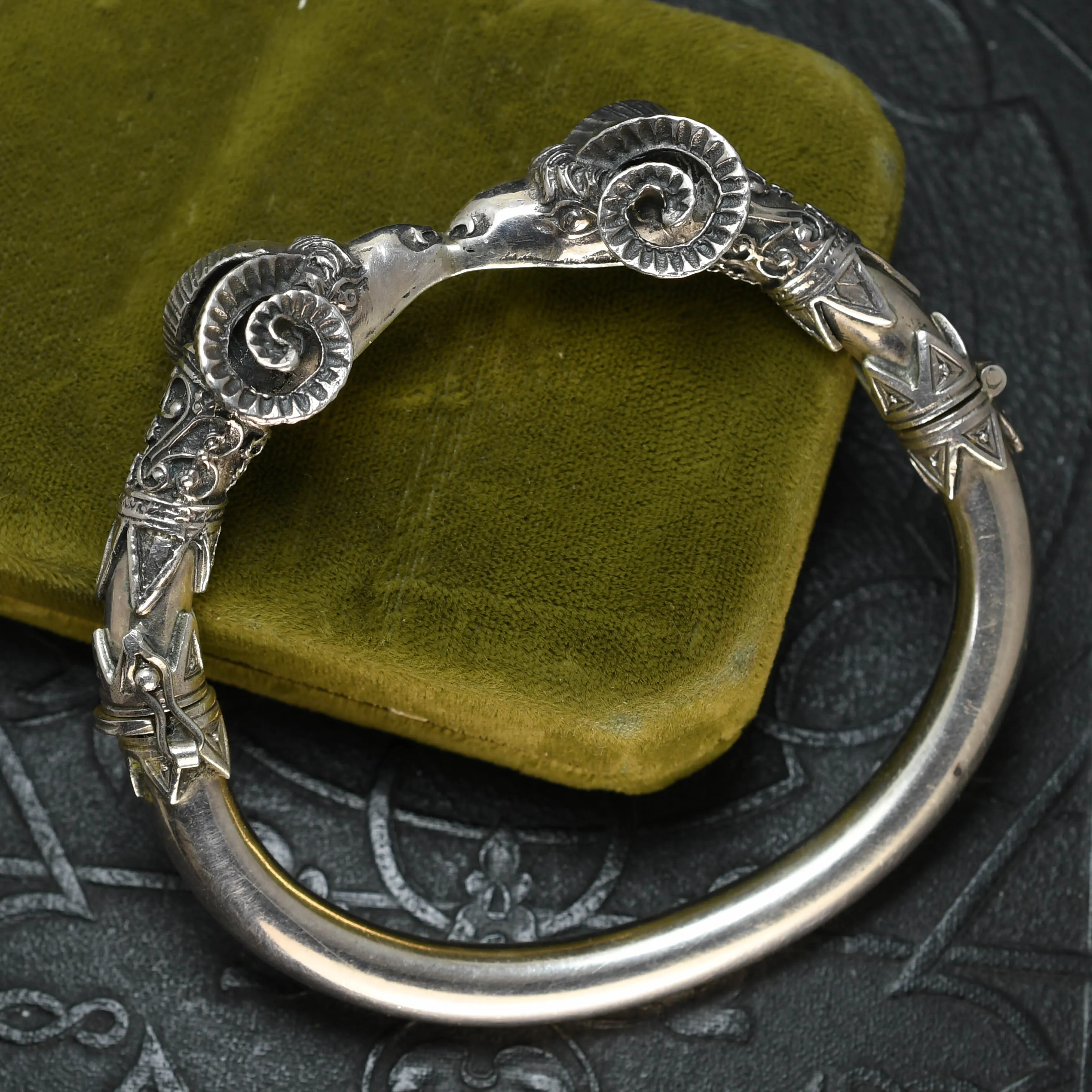 1930's Silver Rams Head Bangle