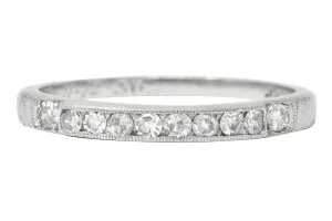 1938 Art Deco Diamond Platinum Anniversary Band Ring