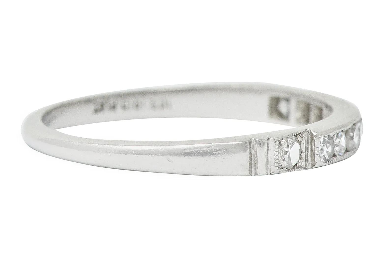1938 Art Deco Diamond Platinum Anniversary Band Ring