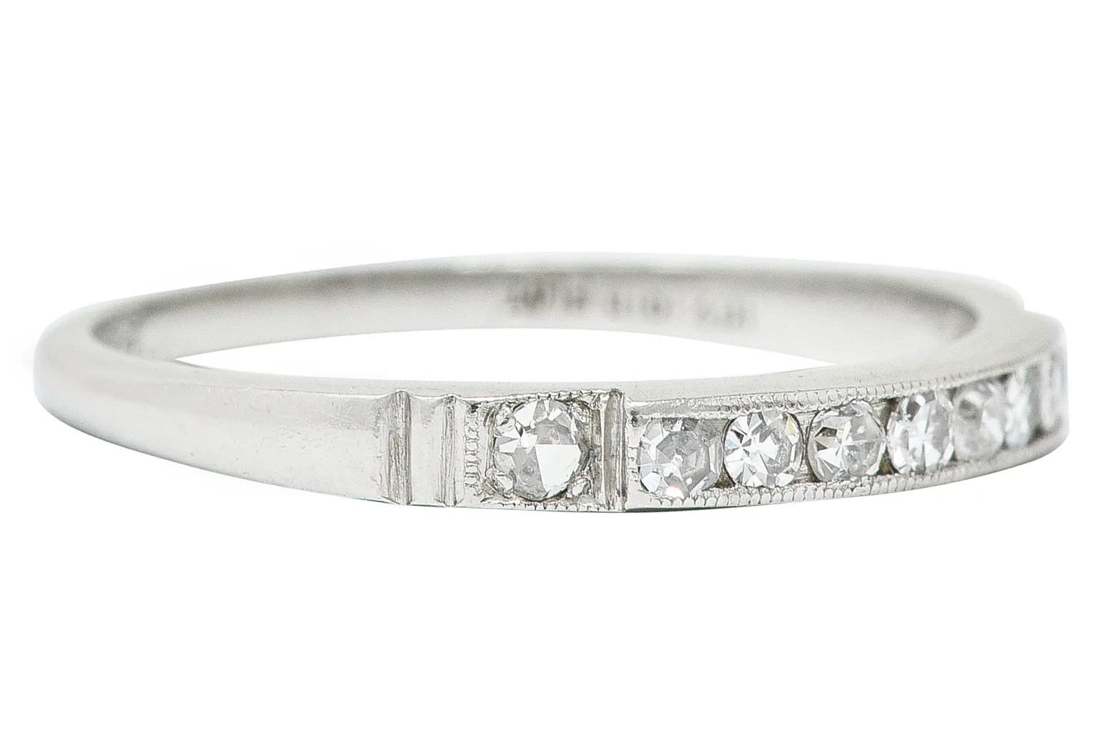 1938 Art Deco Diamond Platinum Anniversary Band Ring