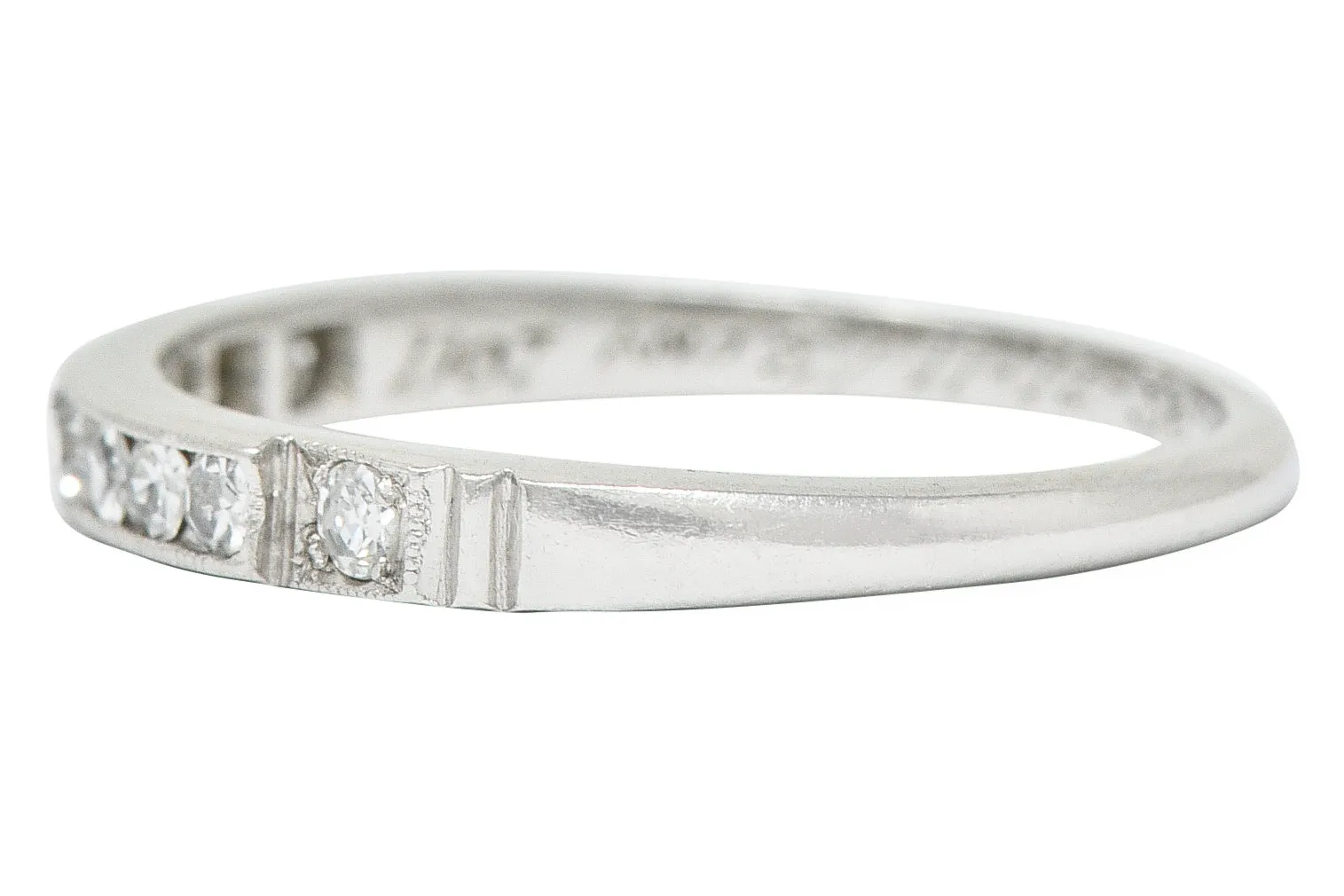 1938 Art Deco Diamond Platinum Anniversary Band Ring