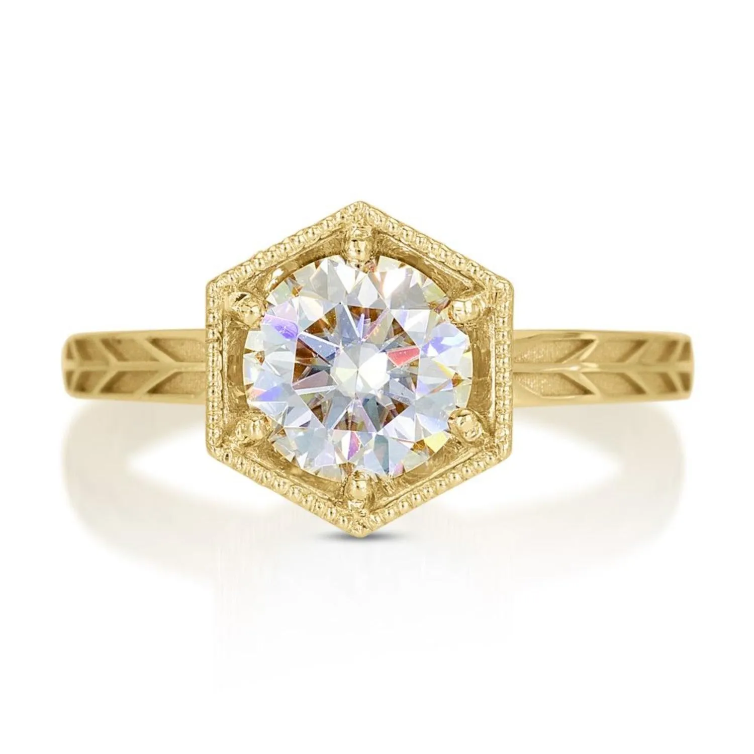 1ct Hexagon Art Deco Diamond Ring