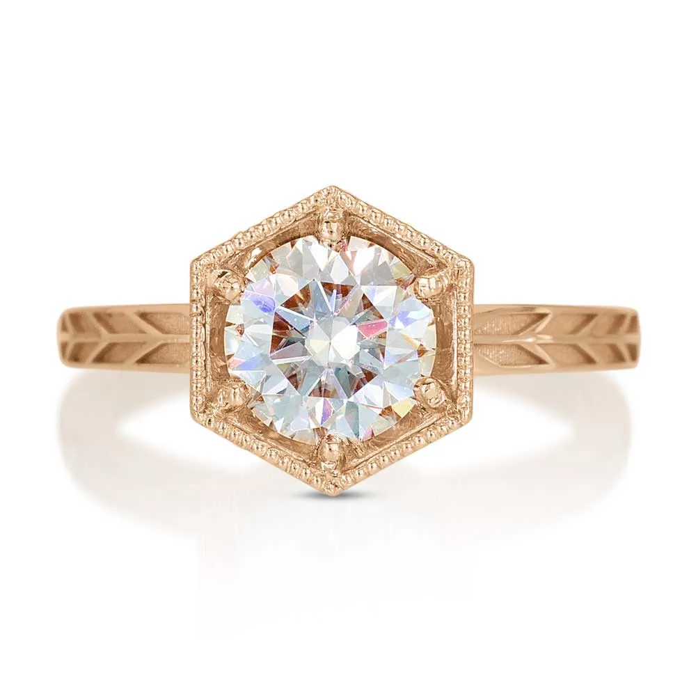 1ct Hexagon Art Deco Diamond Ring