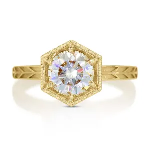 1ct Hexagon Art Deco Diamond Ring